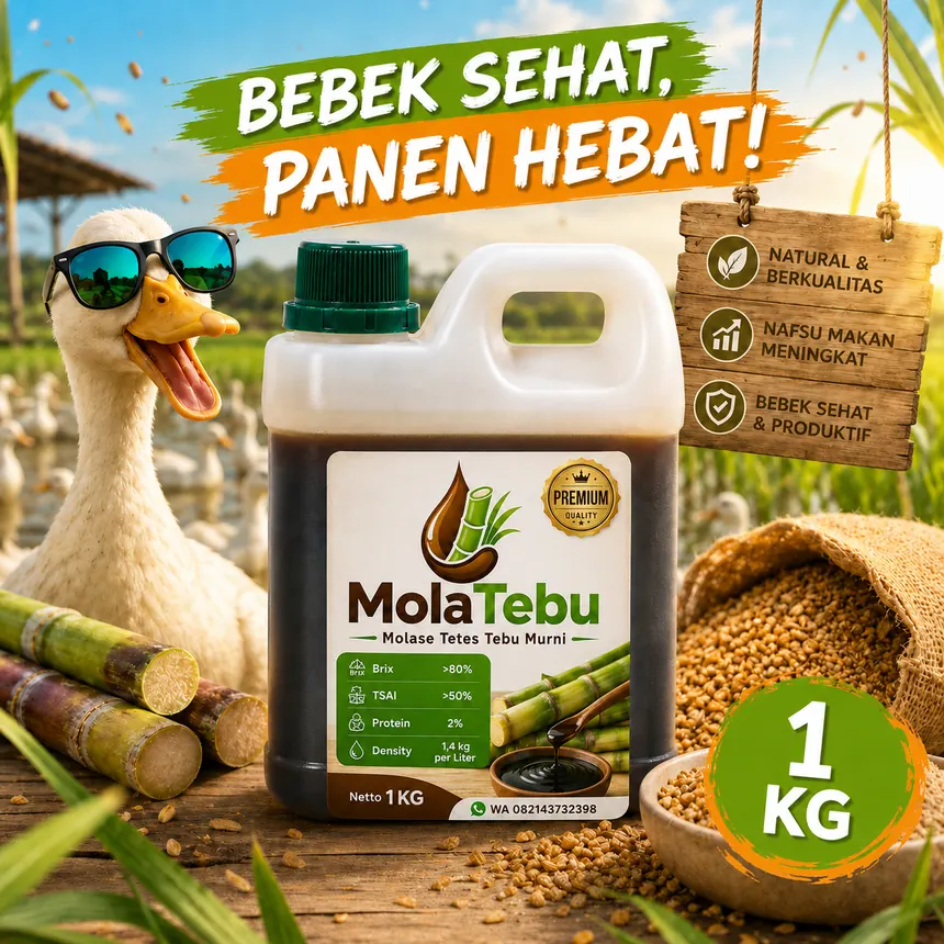 Molase tetes tebu untuk pakan bebek petelur