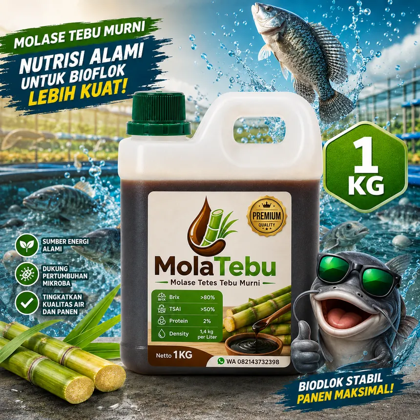 Molase tetes tebu untuk bioflok lele dan nila