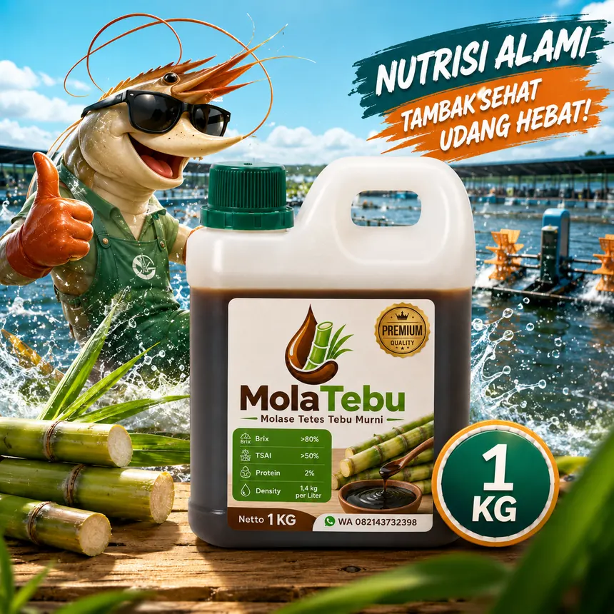 Molase tetes tebu untuk tambak udang vaname
